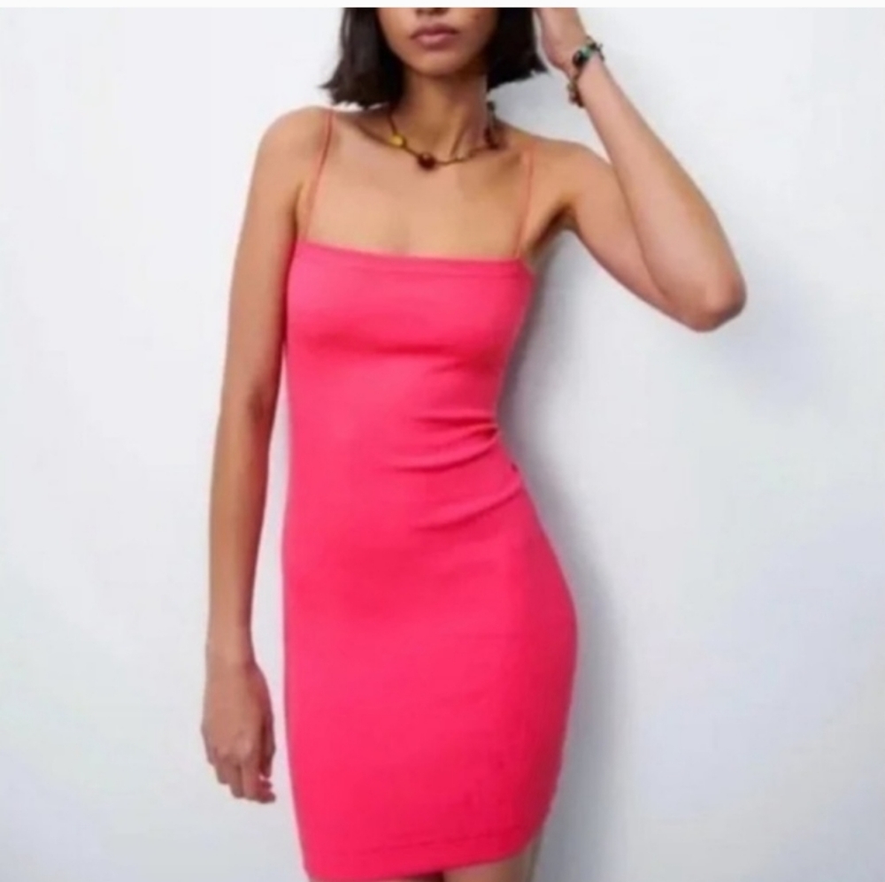 Zara Mini Tube Dress with Spaghetti Straps. Pink. Size Small.‎